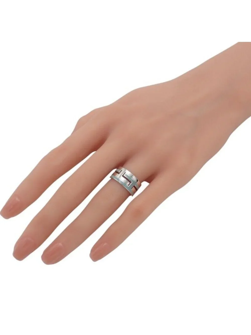Hermes Move Ash Ring 925 Sterling Silver Light Blue 51